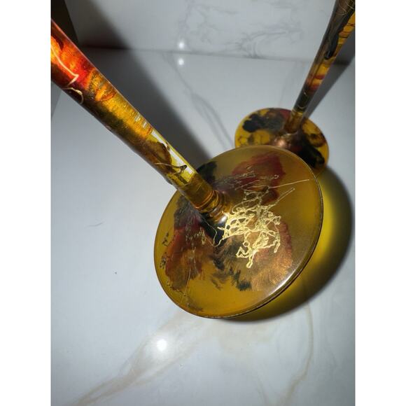 Monaco by Monarch Martini Glasses (2)Hand Painted Romania Crystal 7.25x3.25 - Picture 6 of 7